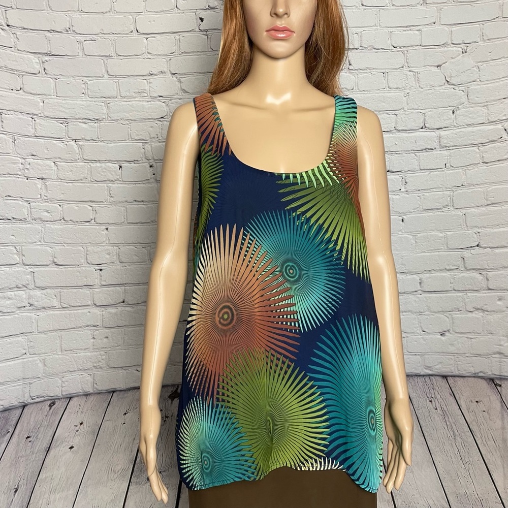 Casual Freedom Abstract Print Sleeveless Top Size M